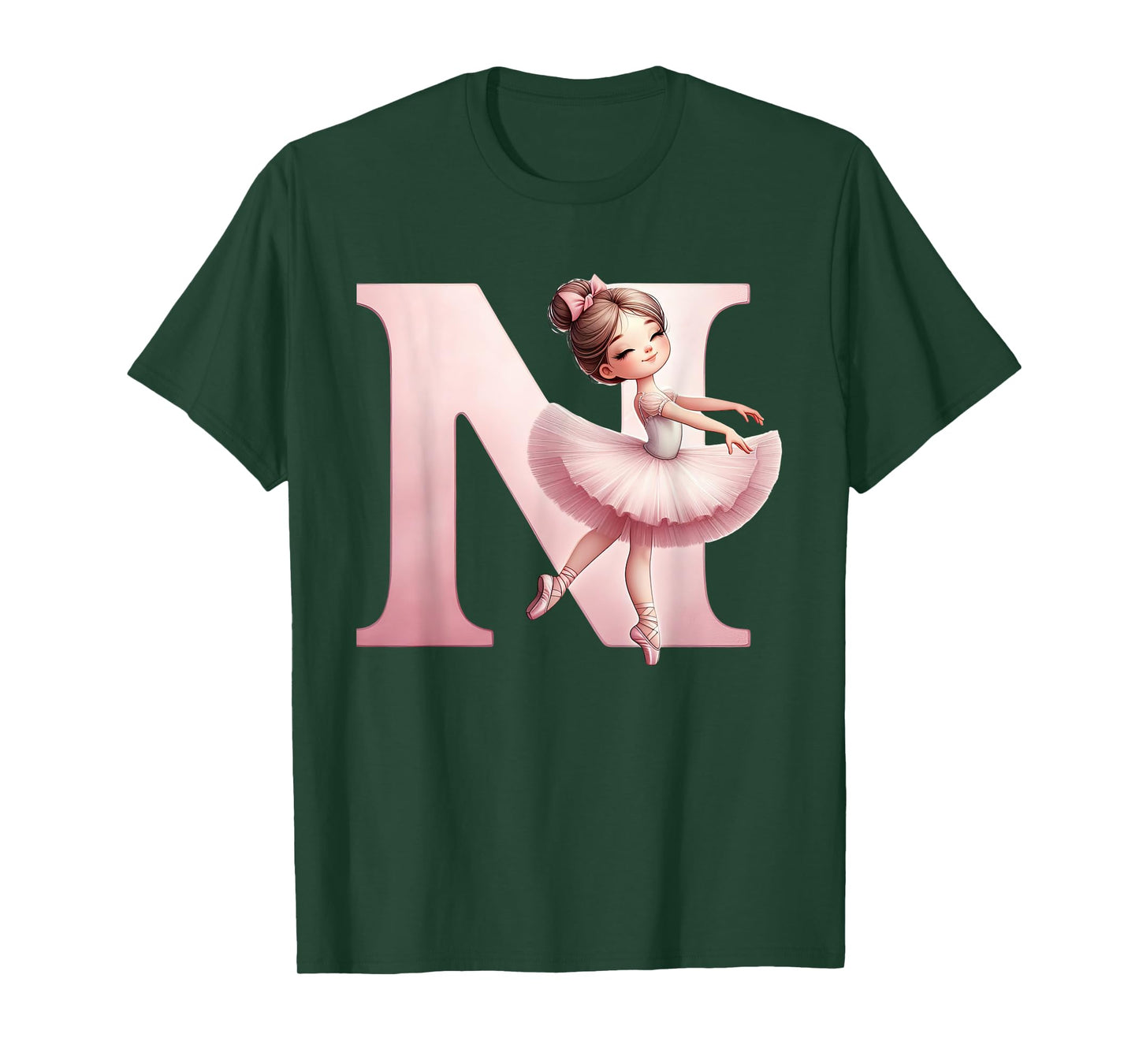 Ballerina Girl Dancing Name First Letter N Girly Tutu Ballet T-Shirt