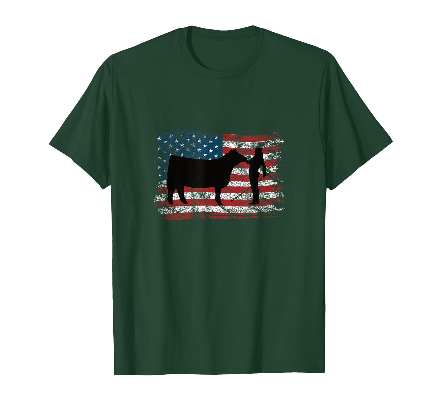 Showgirl Cattle American Patriotic USA Flag Fun Cattle Show T-Shirt
