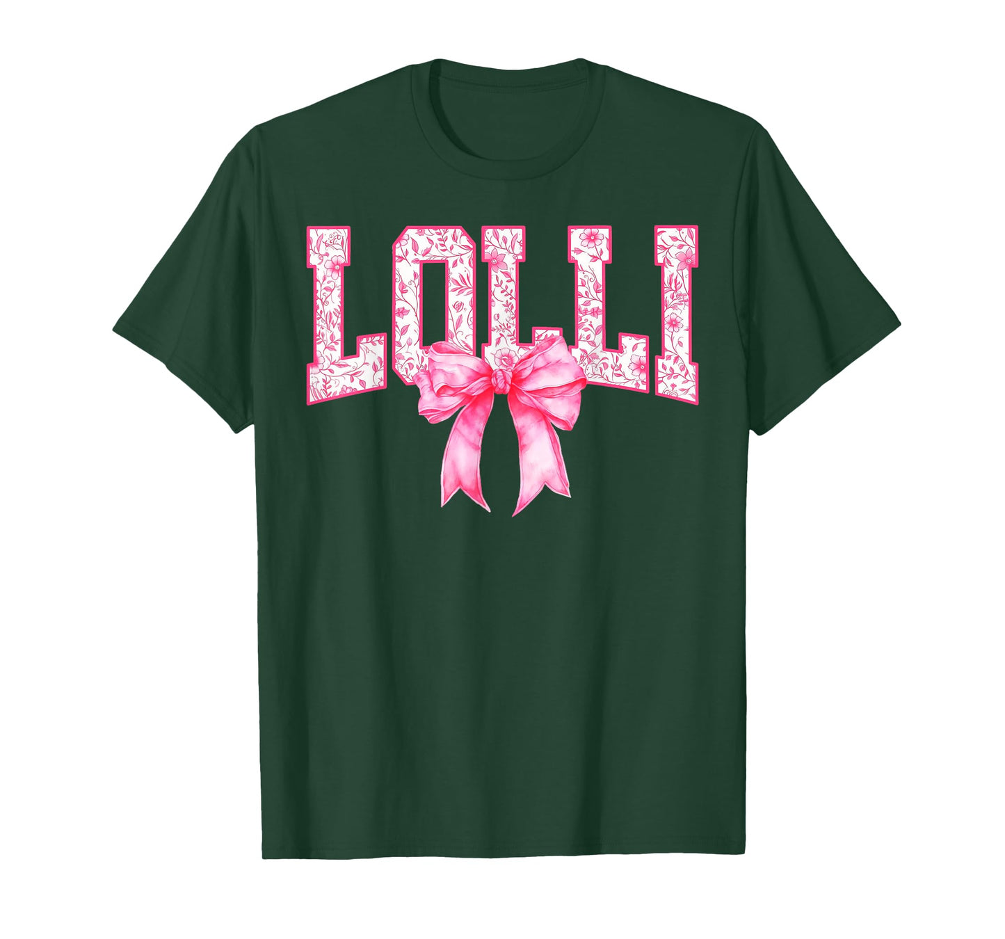 Lolli Floral Toile Pink Water Color Coquette Bow Mothers Day T-Shirt