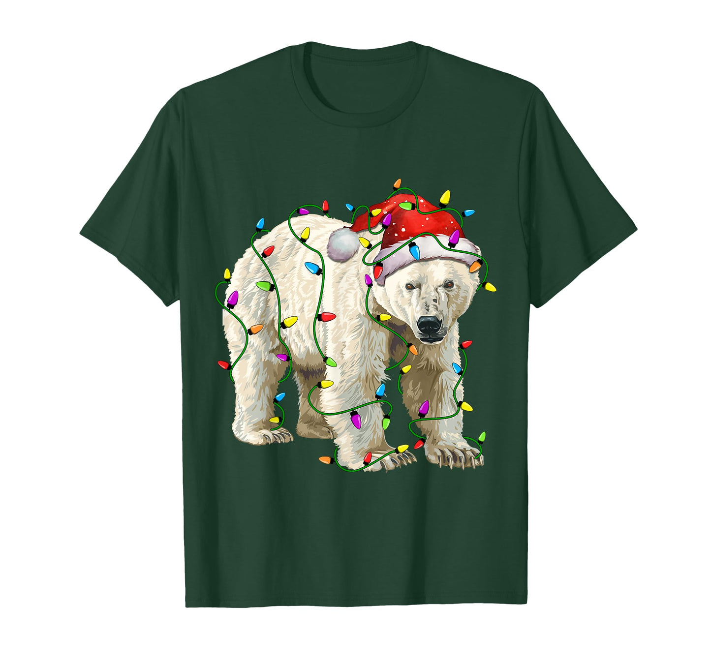 Polar Bear Santa Christmas Tree Lighting Xmas Funny T-Shirt