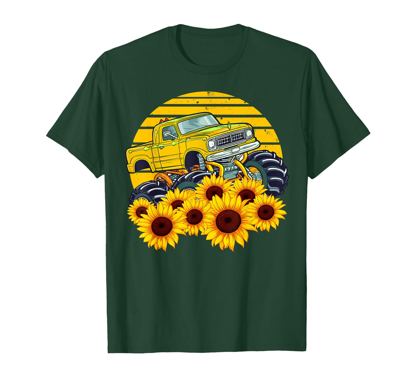 Happy Mother's Day Toddler Sunflower Monster Truck Kids Boys T-Shirt
