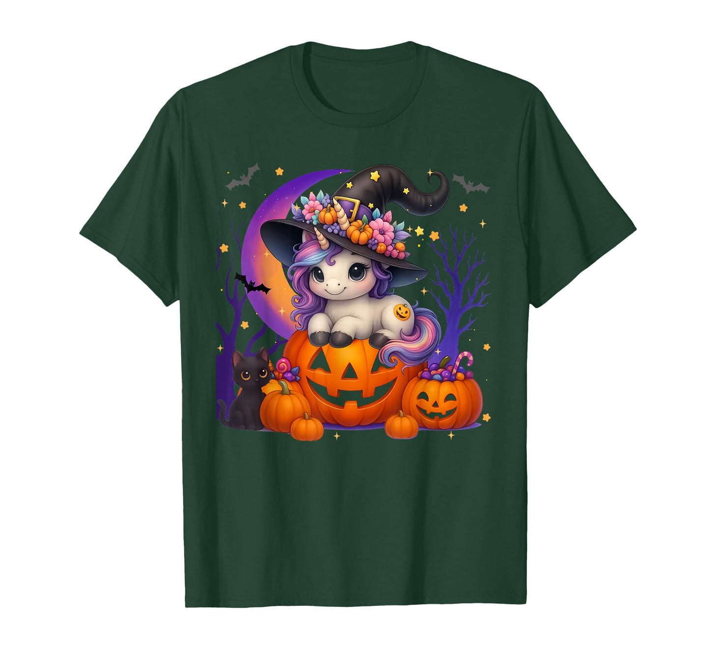 Cute Witch Unicorrn Jack O lantern Halloween Costumes Girls T-Shirt