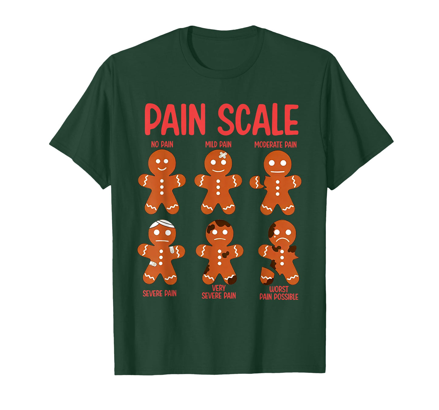 Funny Gingerbread Pain Scale Christmas Nurse T-Shirt