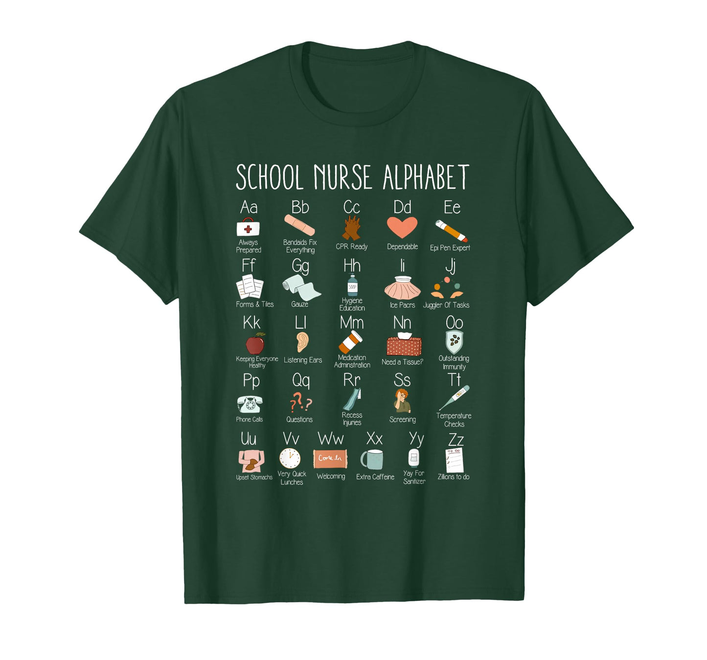 ABC School Nurse Alphabet Nurse Appreciation Nurse Educator T-Shirt