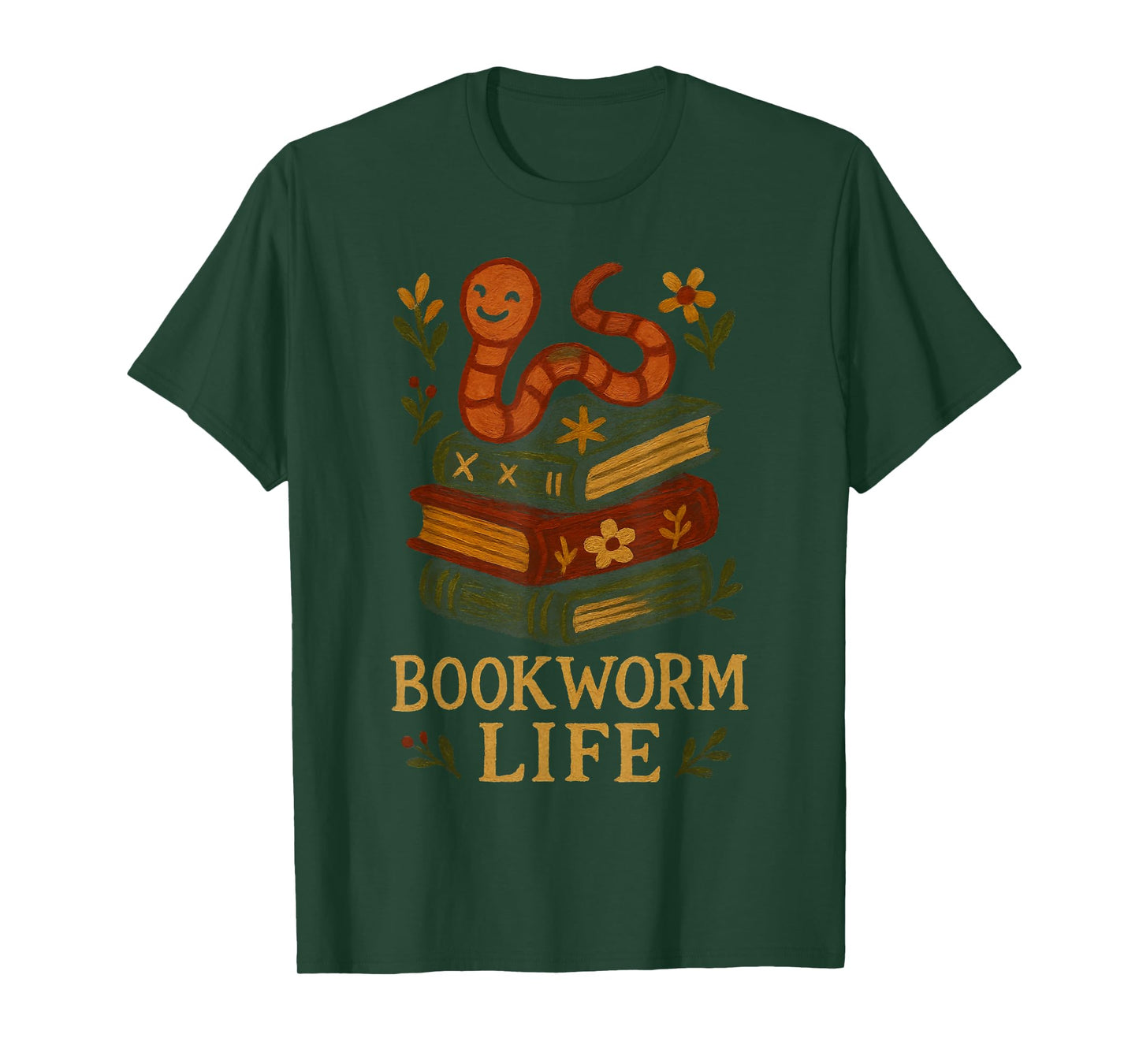 Bookworm Life Cute Worm on Books T-Shirt