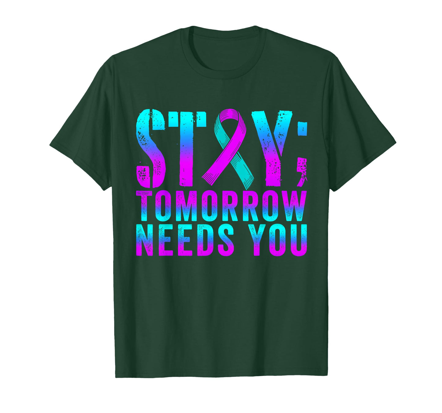 Groovy Teal & Purple Ribbon Suicide Prevention Awareness T-Shirt