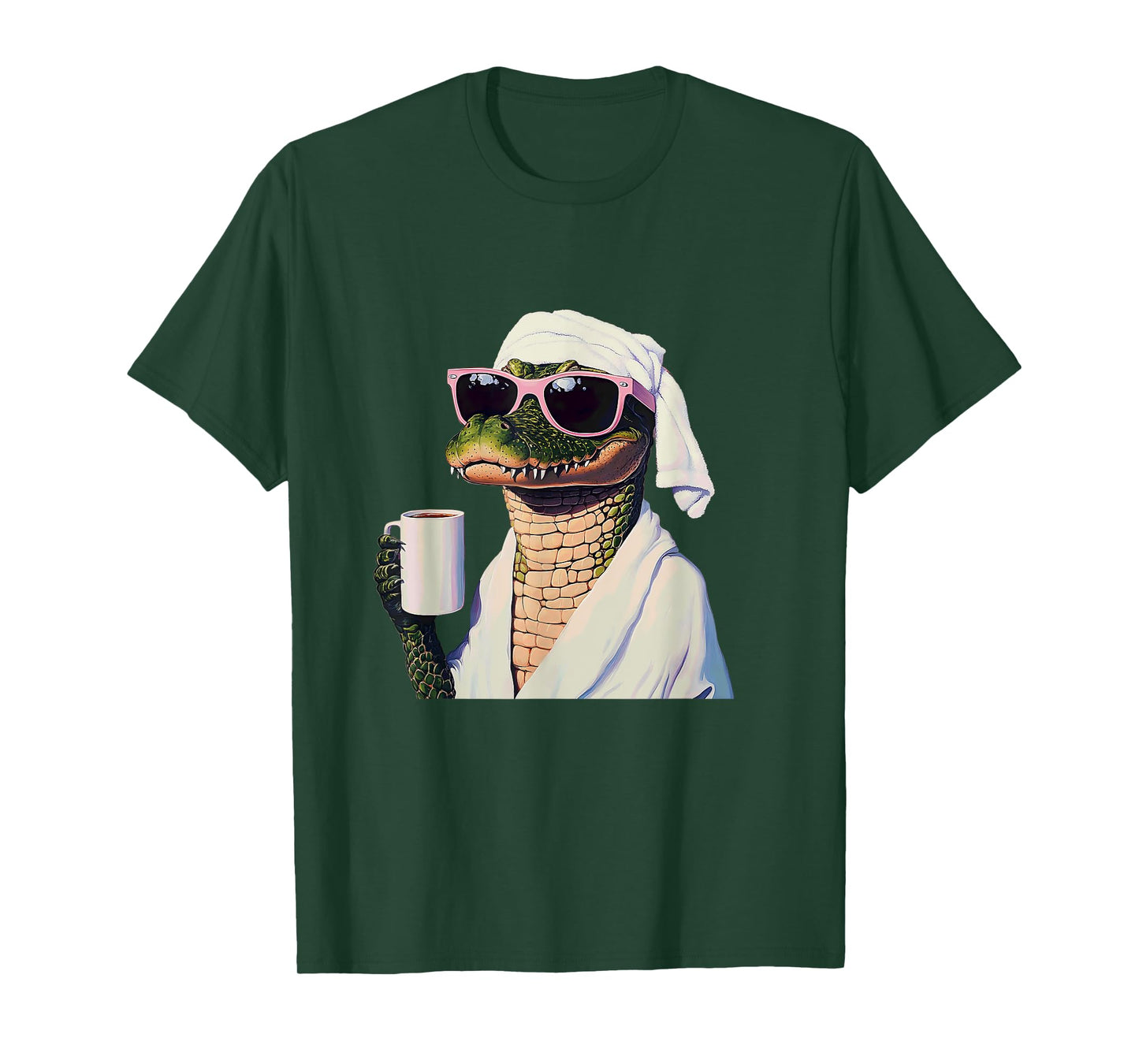 Alligator Relaxing With Coffee Humor Art T-Shirt