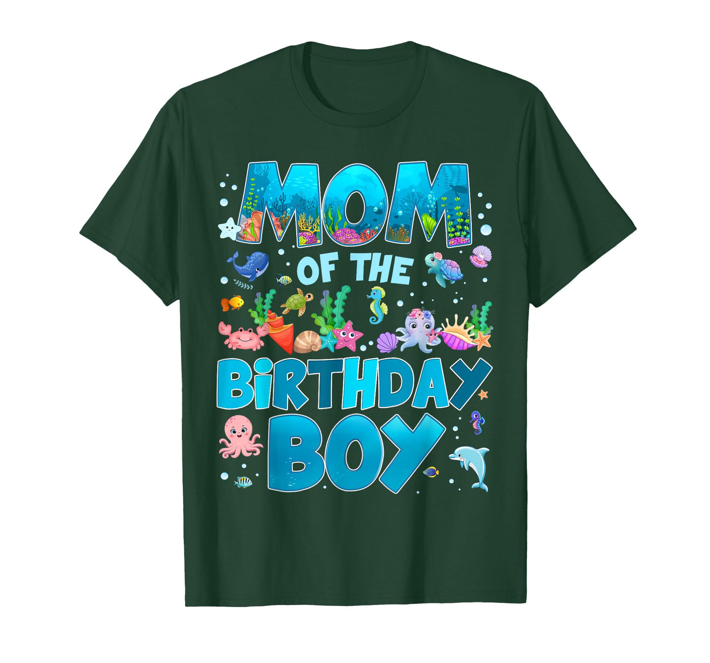 Mom of The Birthday Boy Ocean Animal Wildlife Bday Family T-Shirt
