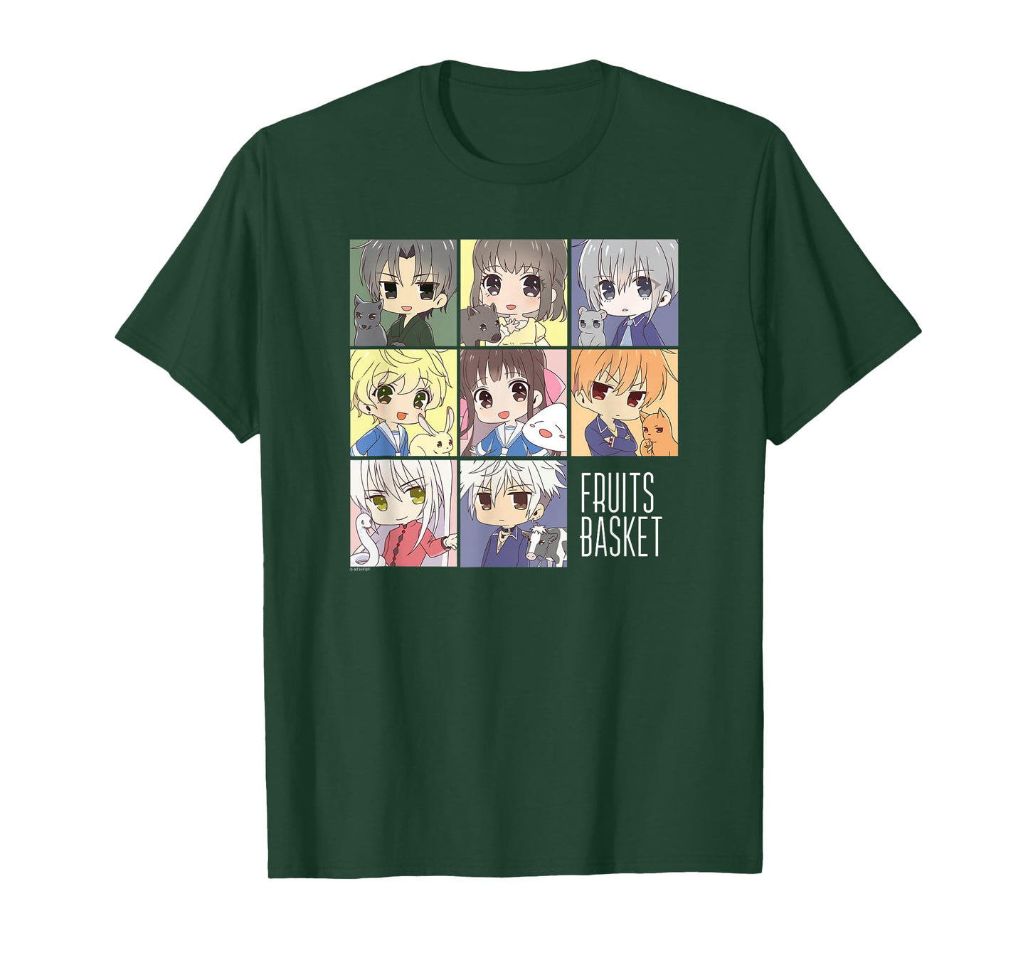 Fruits Basket Pastel Chibi Character Grid Anime T-Shirt