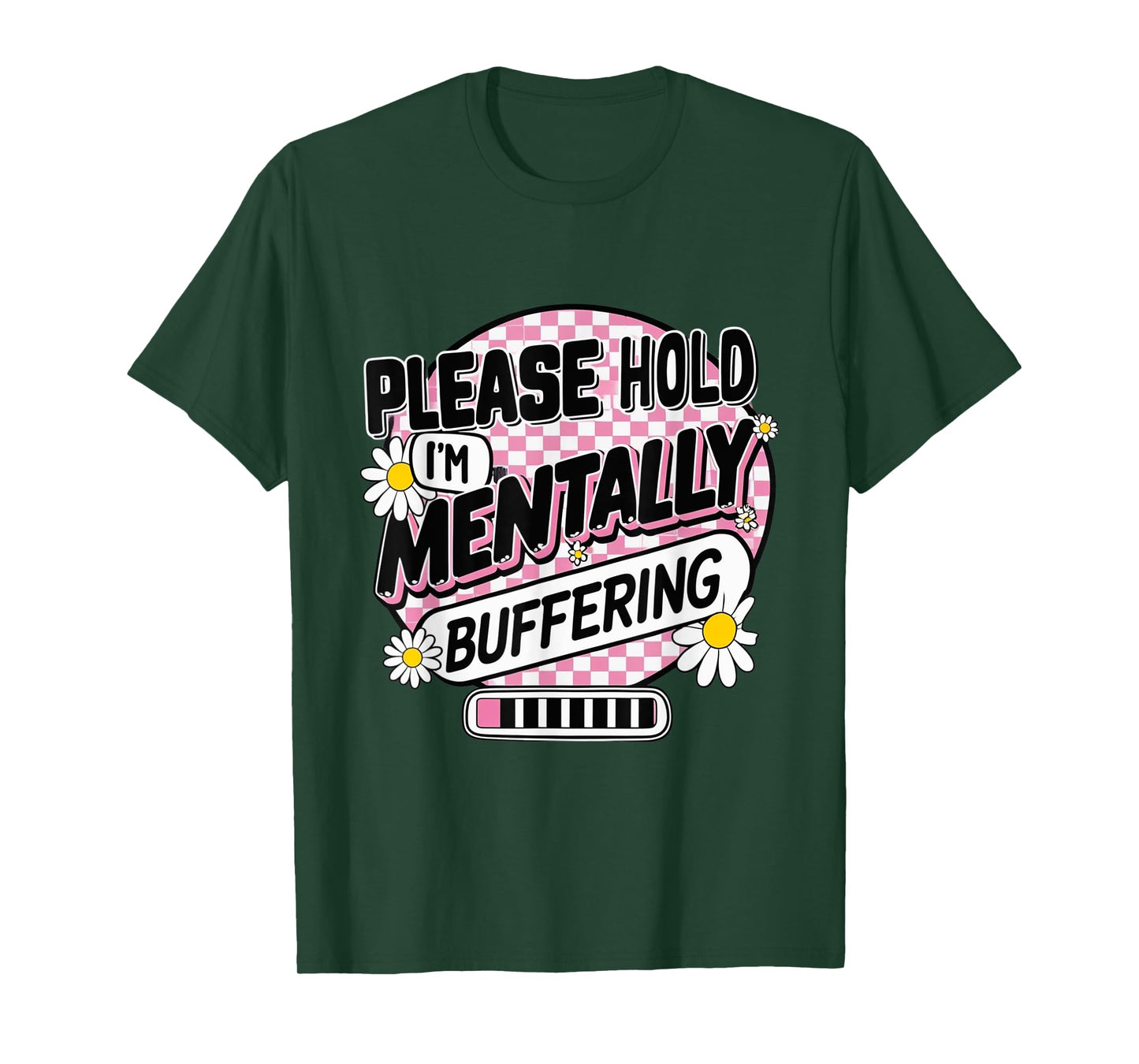 Please Hold I'm Mentally Buffering Funny Retro T-Shirt