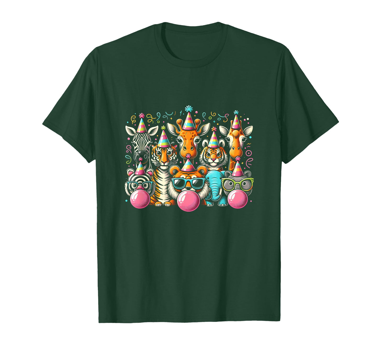 Animals Wildlife Birthday Zoo Day Animals Blowing Bubble Gum T-Shirt