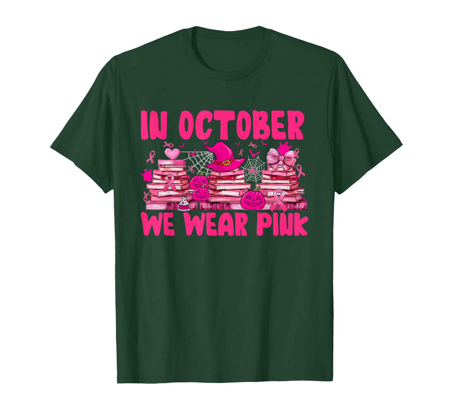 Breast Cancer in October We Wear Pink Book Lover Librarian T-Shirt