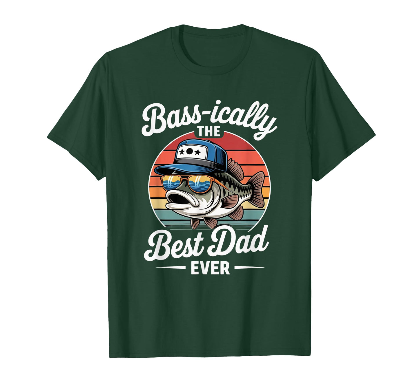 Bass-ically The Best Dad Funny Fishing Retro Bass Fisherman T-Shirt