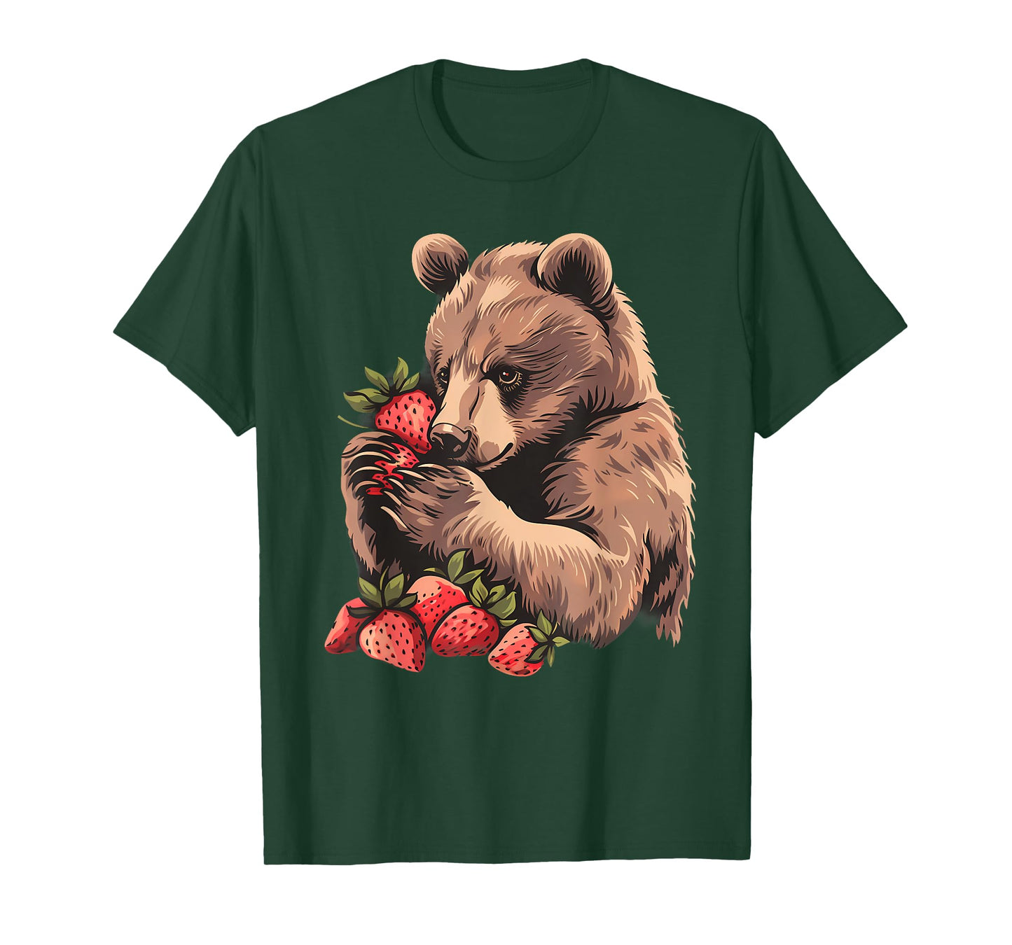 Strawberry Bear Strawberries Artwork Drawing Wildlife Motif T-Shirt