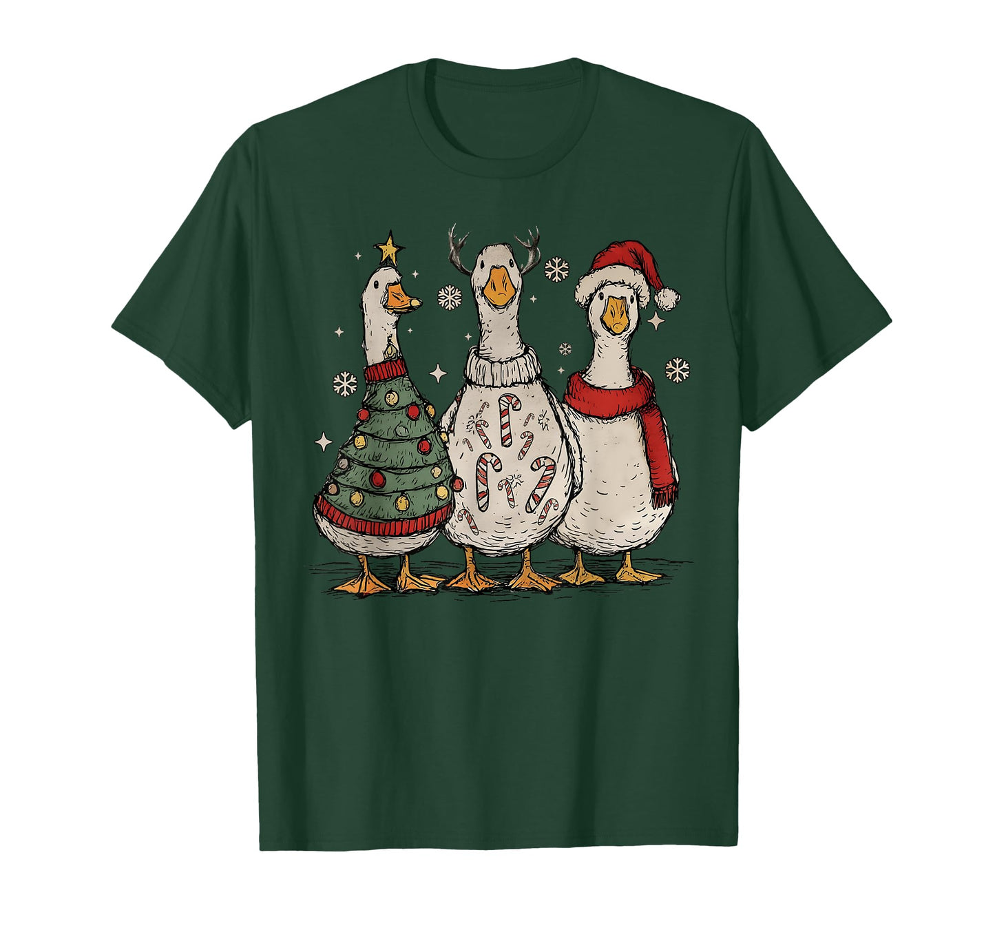 Vintage Christmas Silly Goose Santa Reindeer Men Women Kids T-Shirt