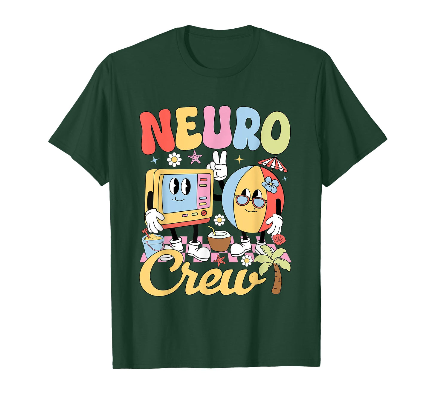 Funny Neuro Crew Summer Vibe Neurology Nurse Team T-Shirt