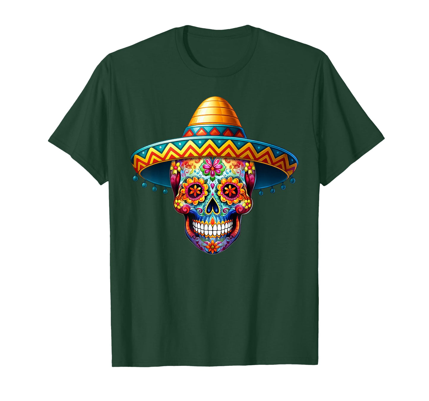 Dia De Los Muertos Sugar Skull Sombrero Day of Dead Men T-Shirt