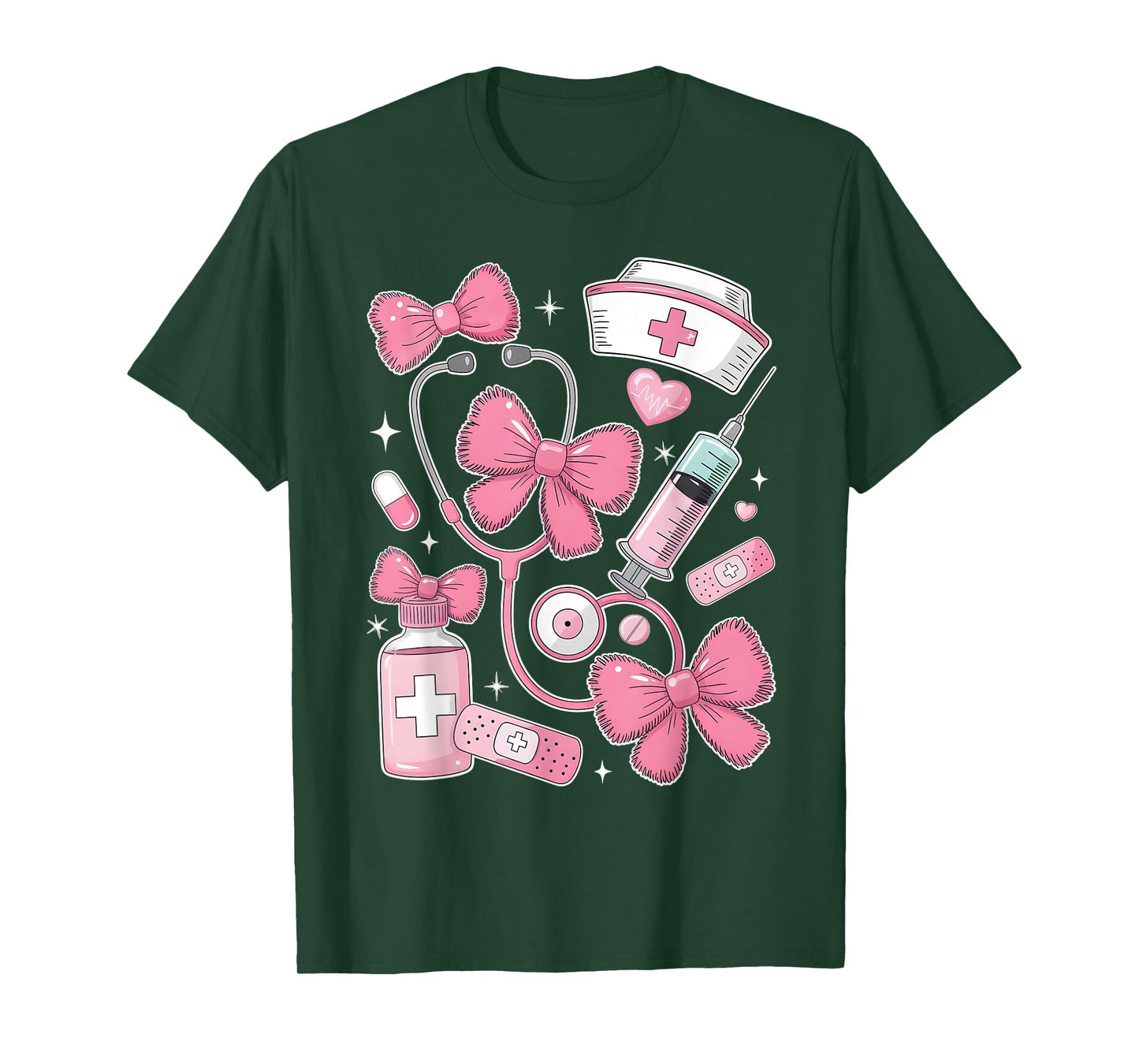 Nurse Coquette Pink Bow Stethoscope Registered Nurse Women T-Shirt