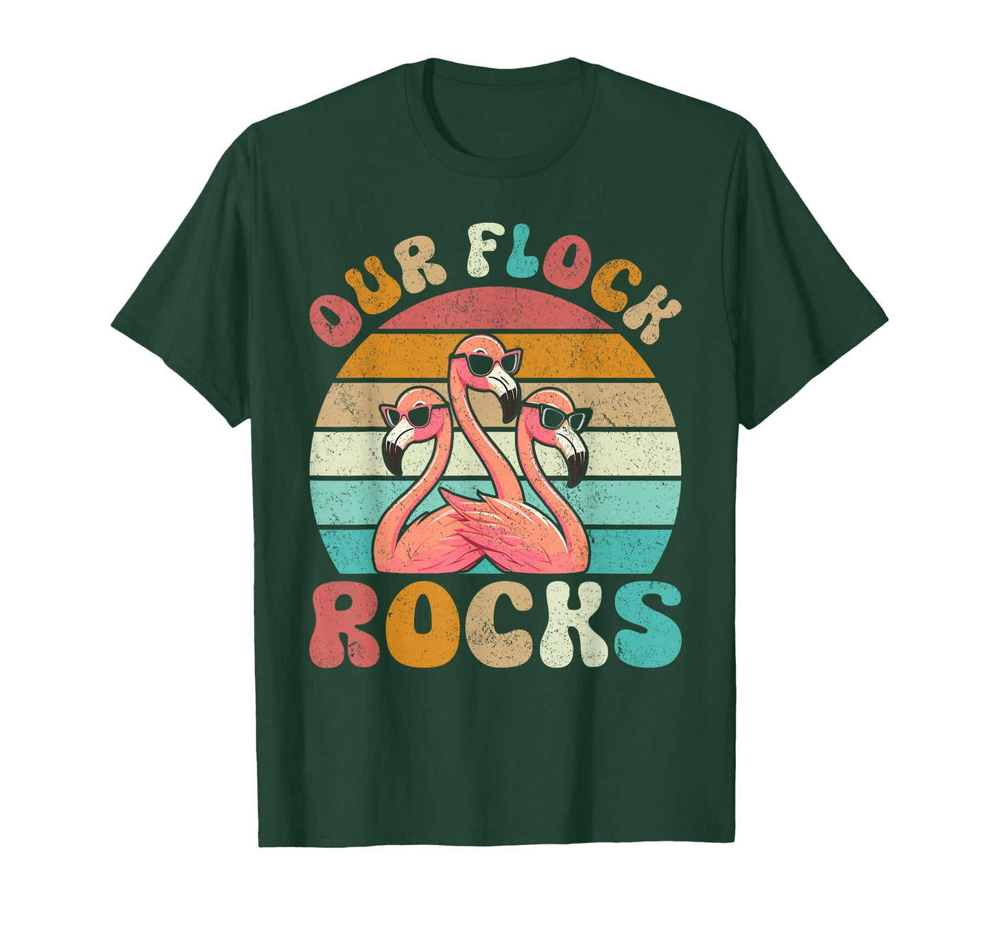 Our Flock Rocks Flamingo Matching Family Vacation T-Shirt
