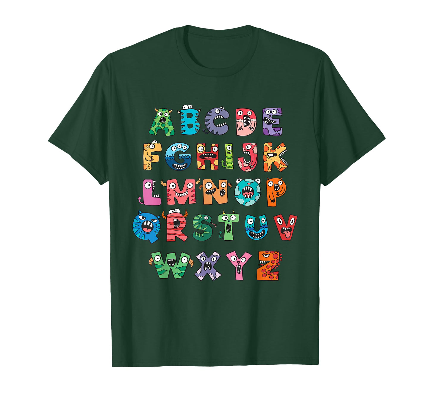 Monster Alphabet Fun Colorful Educational Kids T-Shirt