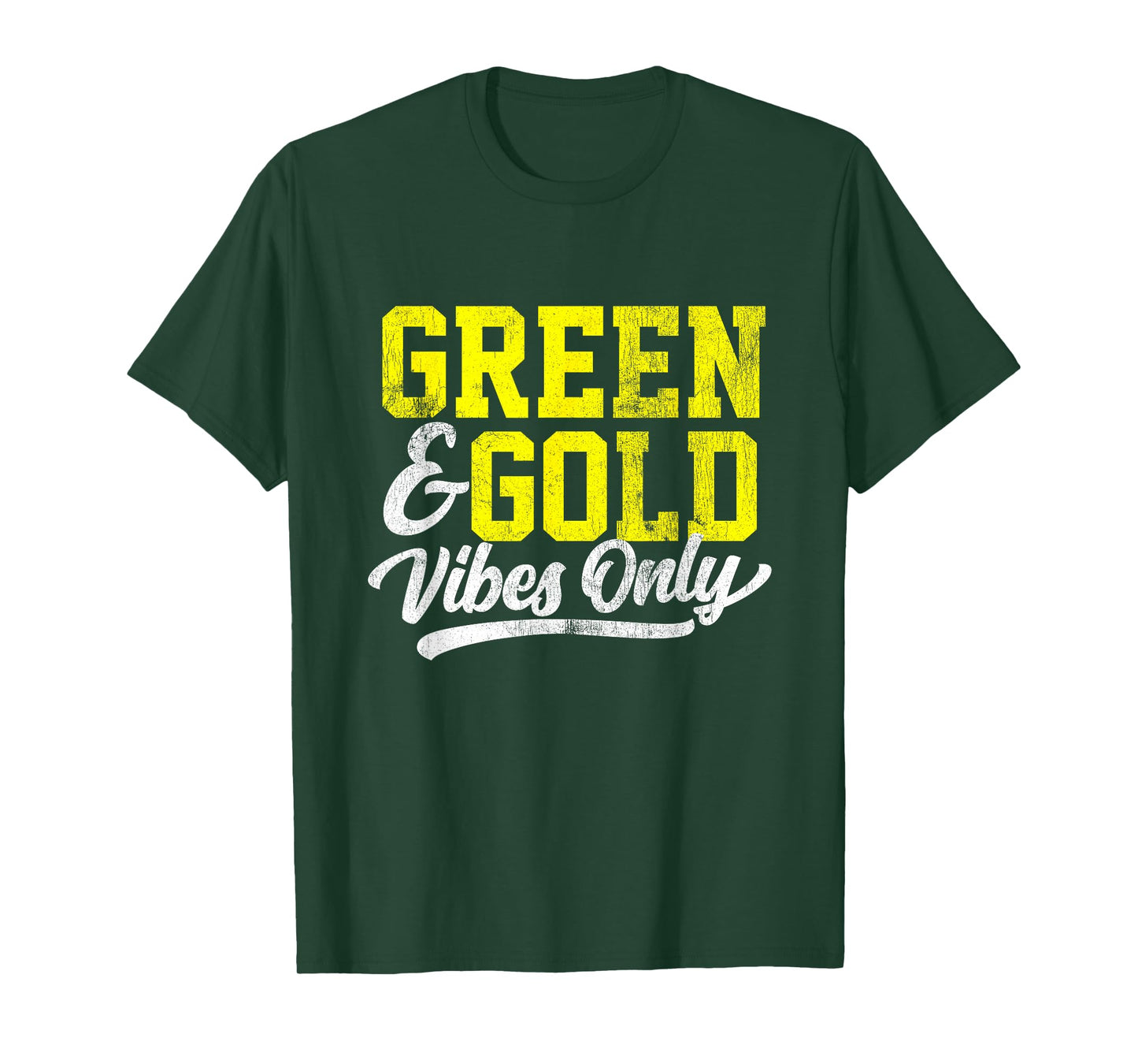 Green & Gold Vibes Only Game Day High School Football Group T-Shirt