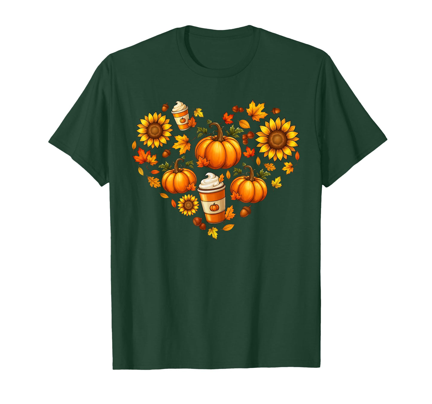 Pumpkin Maple Leaf Sunflower Heart Fall Autumn Women Men Kid T-Shirt