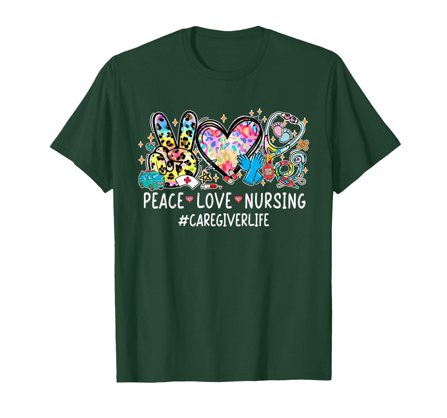 Peace Love Nursing Stethoscope Caregiver Life Gifts T-Shirt