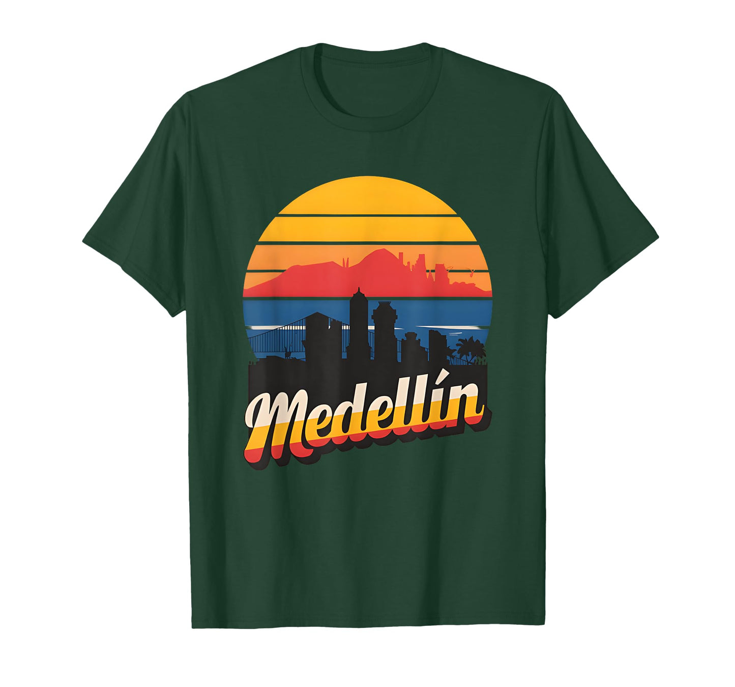 Medellin Colombia Retro Vintage Sunset Skyline Medellin T-Shirt