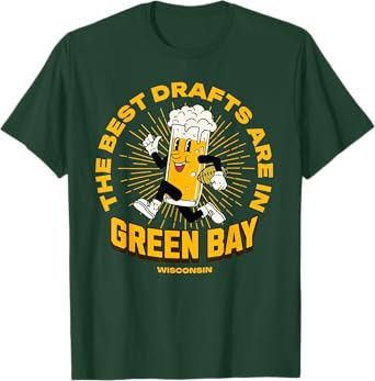 The Best Drafts Are in Green Bay, Wisconsin Beer Mascot T-Shirt