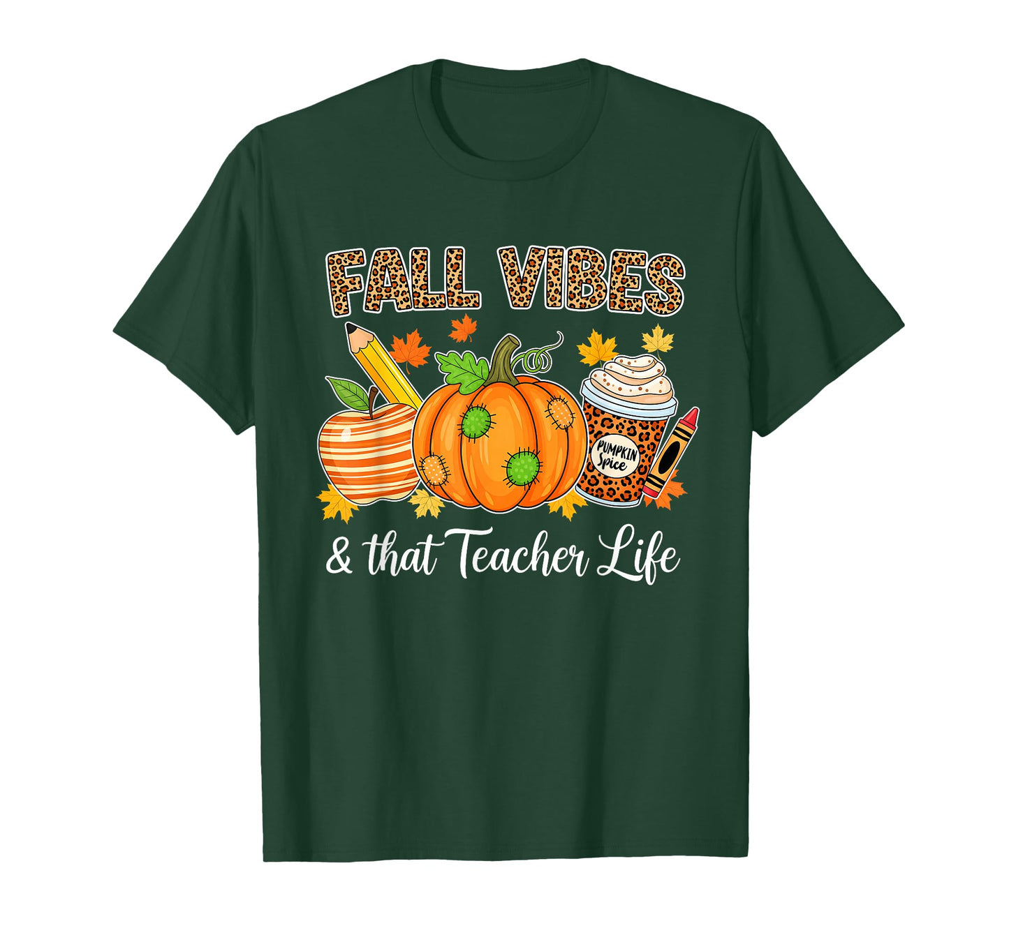 Fall Vibes and That Teacher Life Autumn Thanksgiving Funny T-Shirt