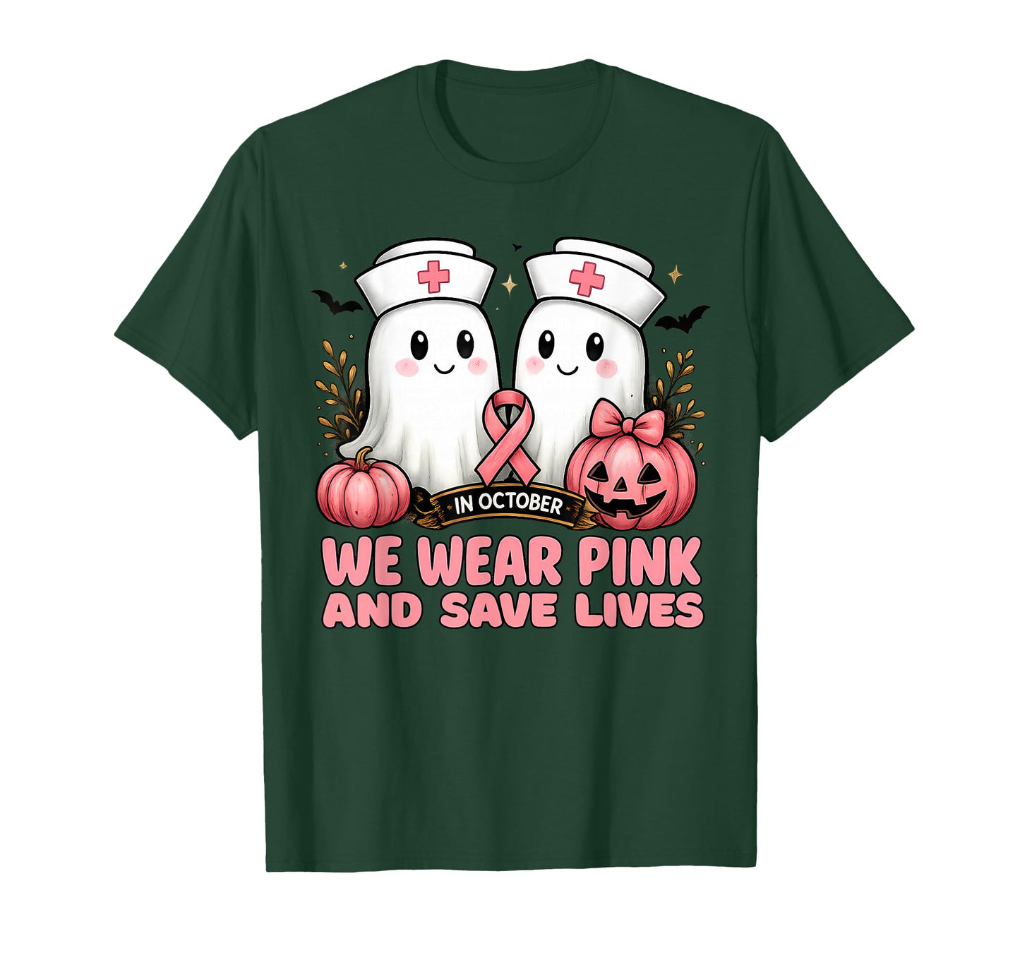 We Wear Pink and Save Lives ER Nurse Breast Cancer Awareness T-Shirt
