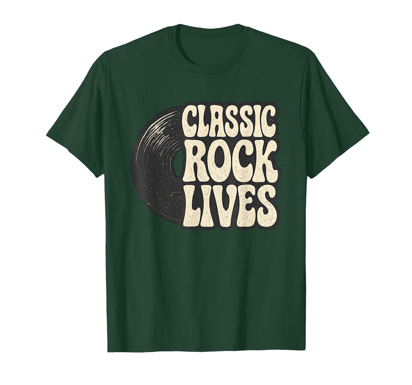 Funny Retro 70s 80s Music Vinyl Record Classic Rock Lives T-Shirt