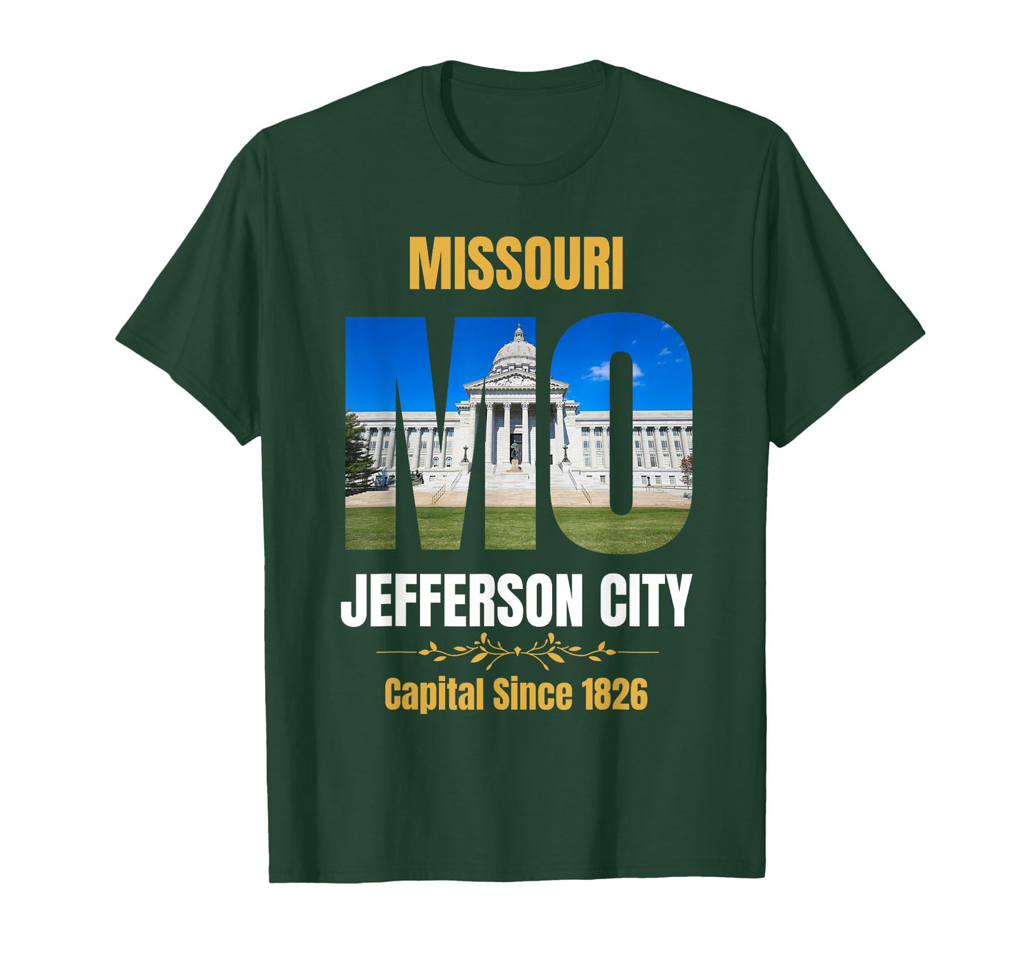 Jefferson City, State Capital of Missouri, Souvenir T-Shirt, Unisex-Adults, Black, Small, Short Sleeve, T-Shirt