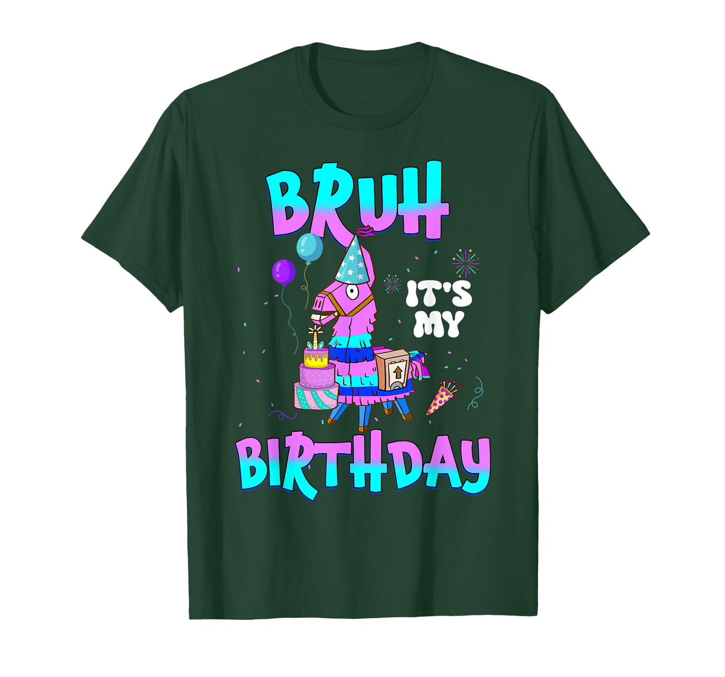 Bruh Its My Birthday Llama Matching Outfit Boy Girl Kid Bday T-Shirt