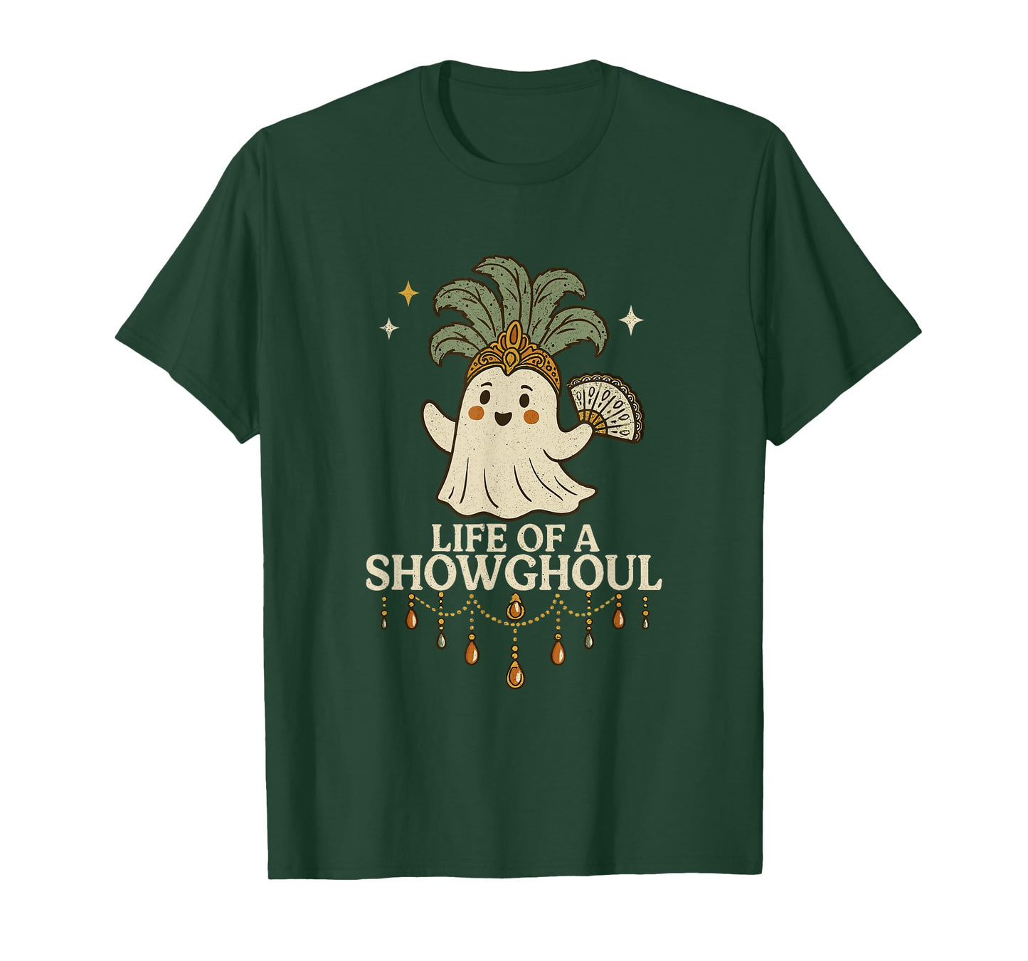 Life of a Showghoul Cute Halloween Ghost Showgirl Fan Design T-Shirt