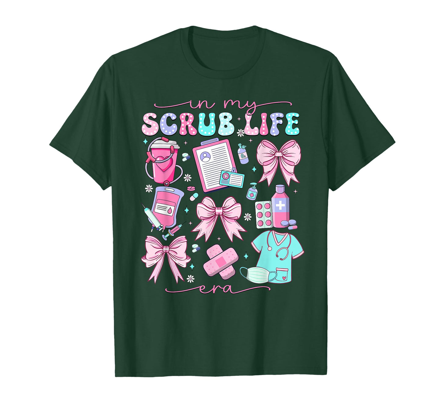 In My Scrub Life Era Coquette Bow Funny ER ICU Nurse T-Shirt