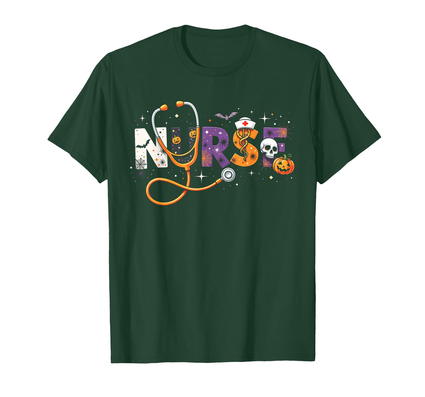 Halloween Nurse 2025 Funny Letter Nursing School Life Fall T-Shirt