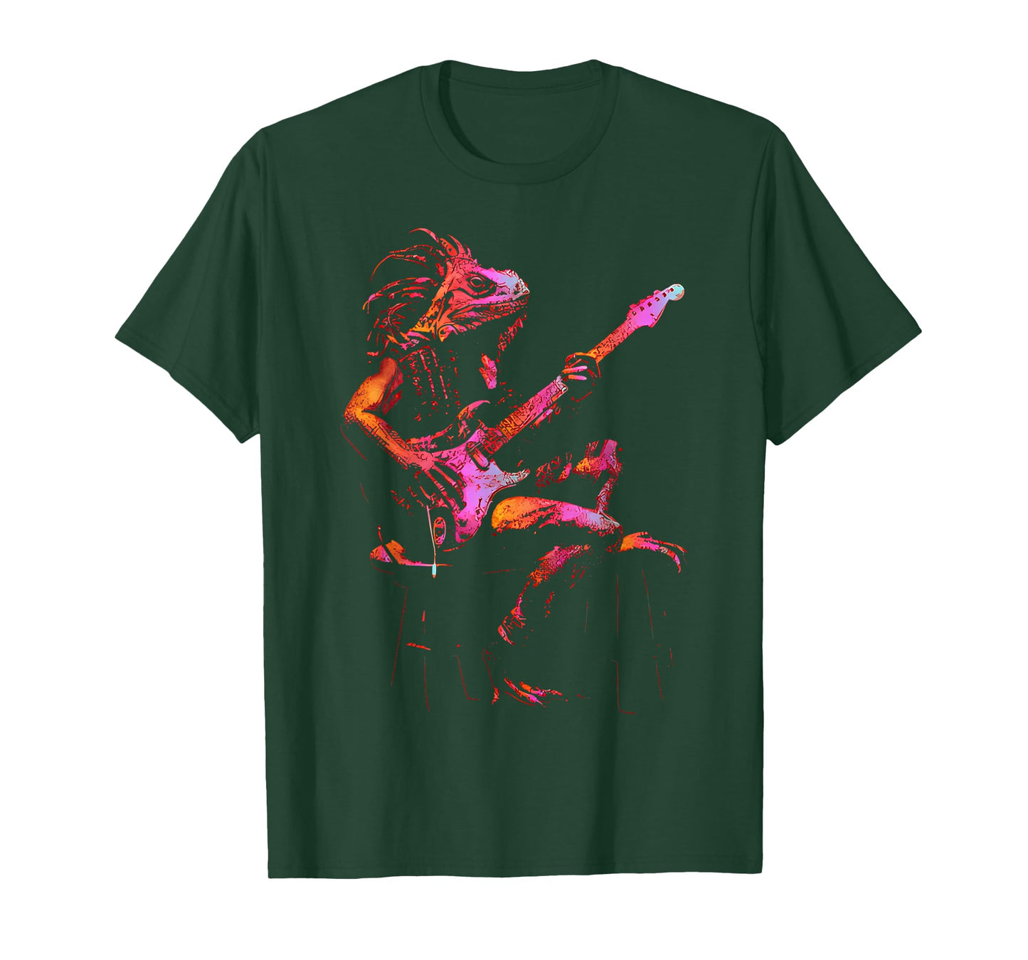 Iguana Playing Bass Guitar Punk Rock Rock & Roll Music T-Shirt