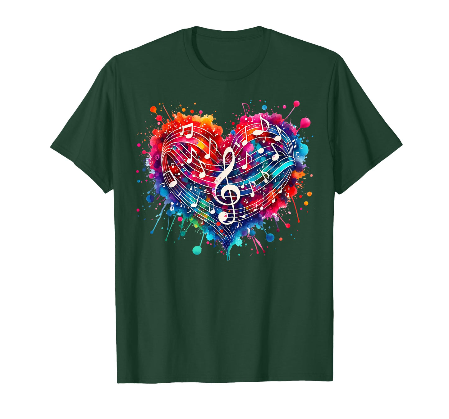Funny Colorful Musical Notes Heart Treble Clef Music Lover T-Shirt