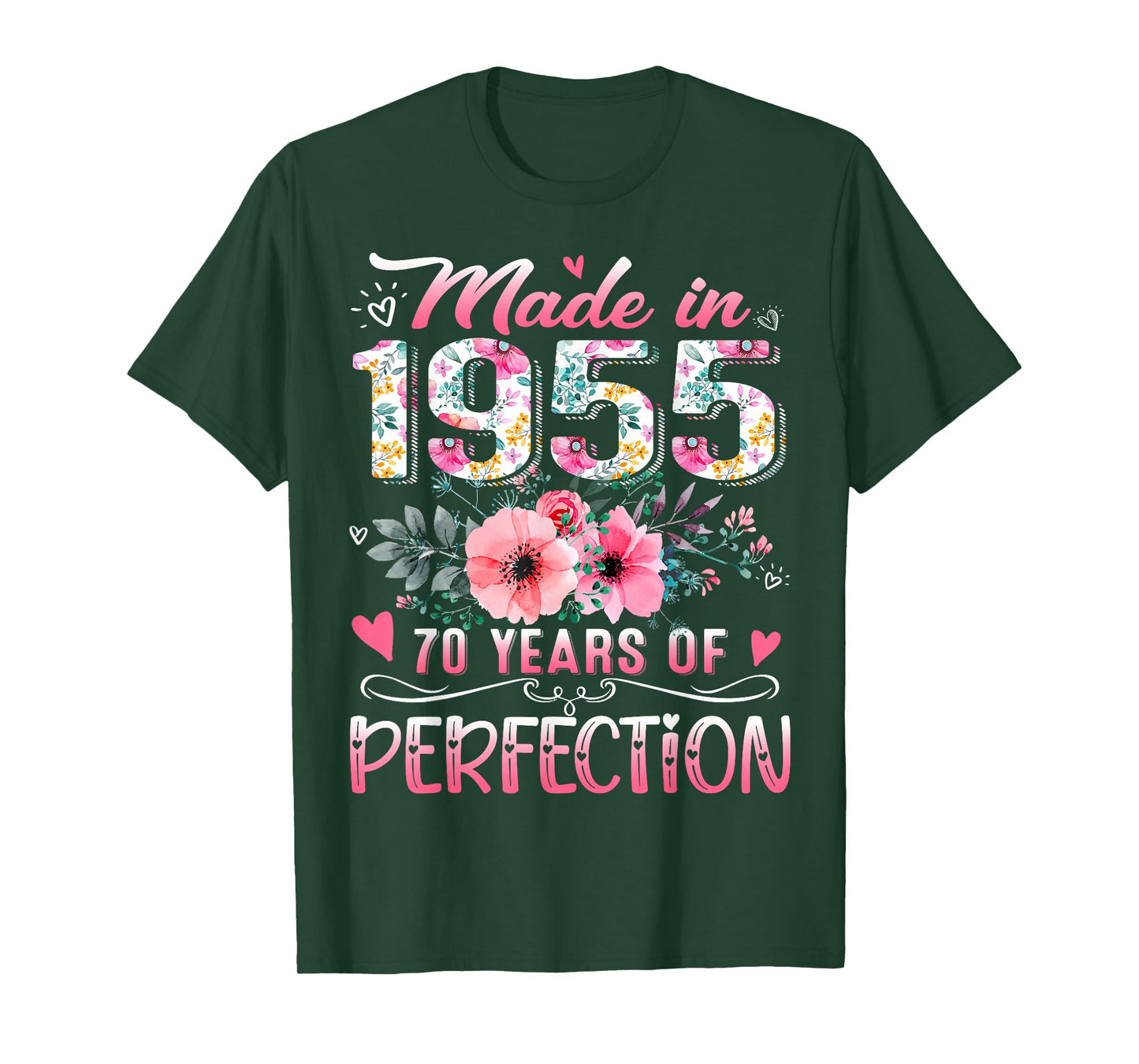Made In 1955 Floral 70th Birthday 70 Years Of Perfection T-Shirt
