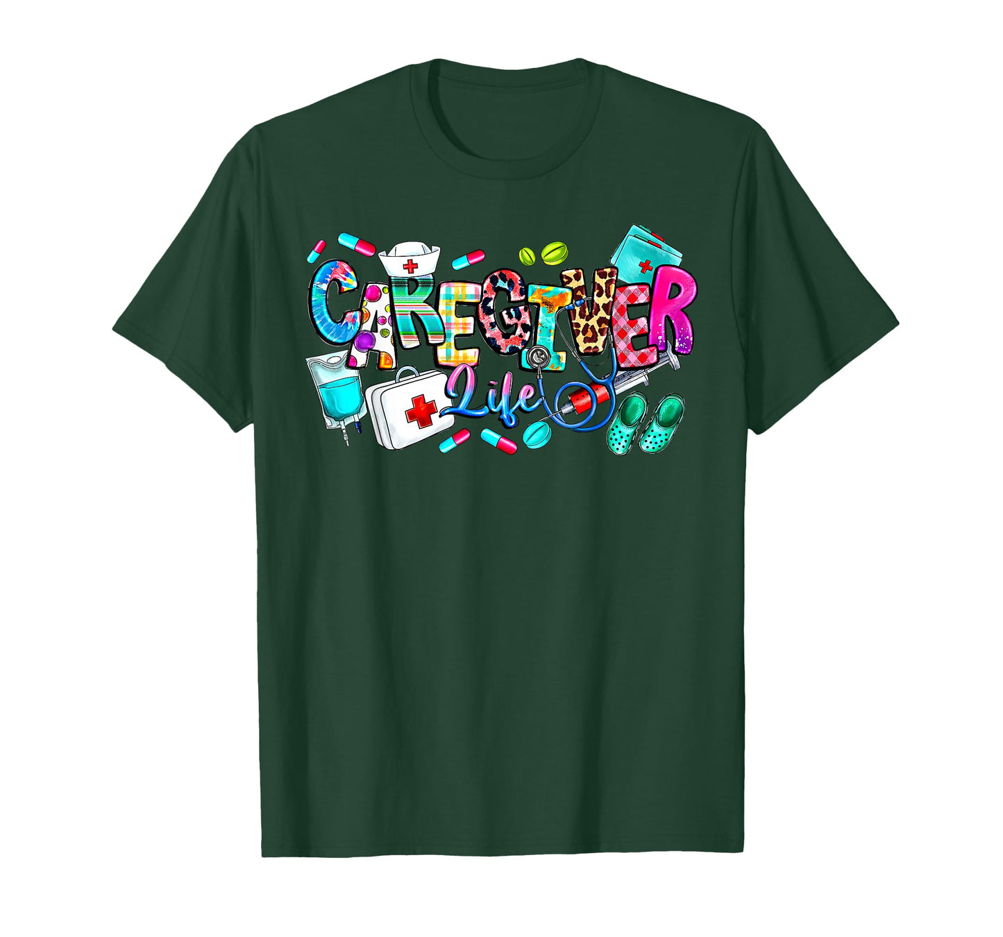 Leopard Caregiver Life Nurse Restorative Aide Caregivers Day T-Shirt