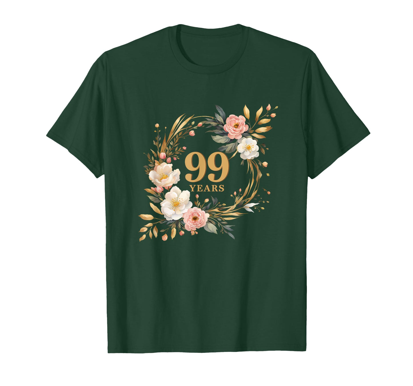 99 Years Celebration Watercolor Birthday Floral for Women T-Shirt