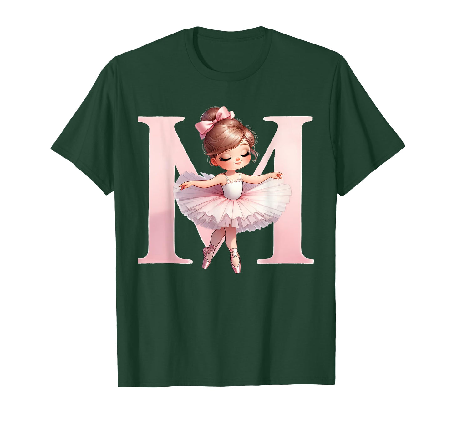 Ballerina Girl Dancing Name First Letter M Girly Tutu Ballet T-Shirt
