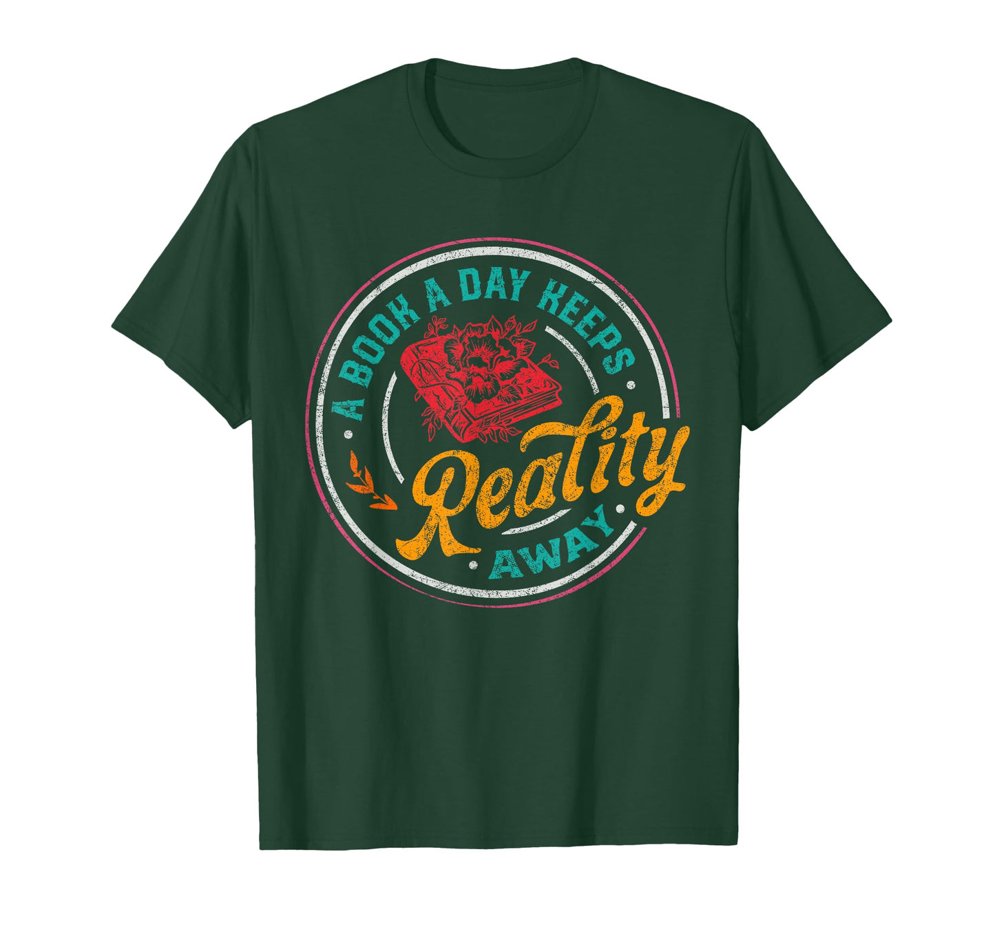 Vintage A Book Day A Keeps Reality Away Reading Book Lover T-Shirt