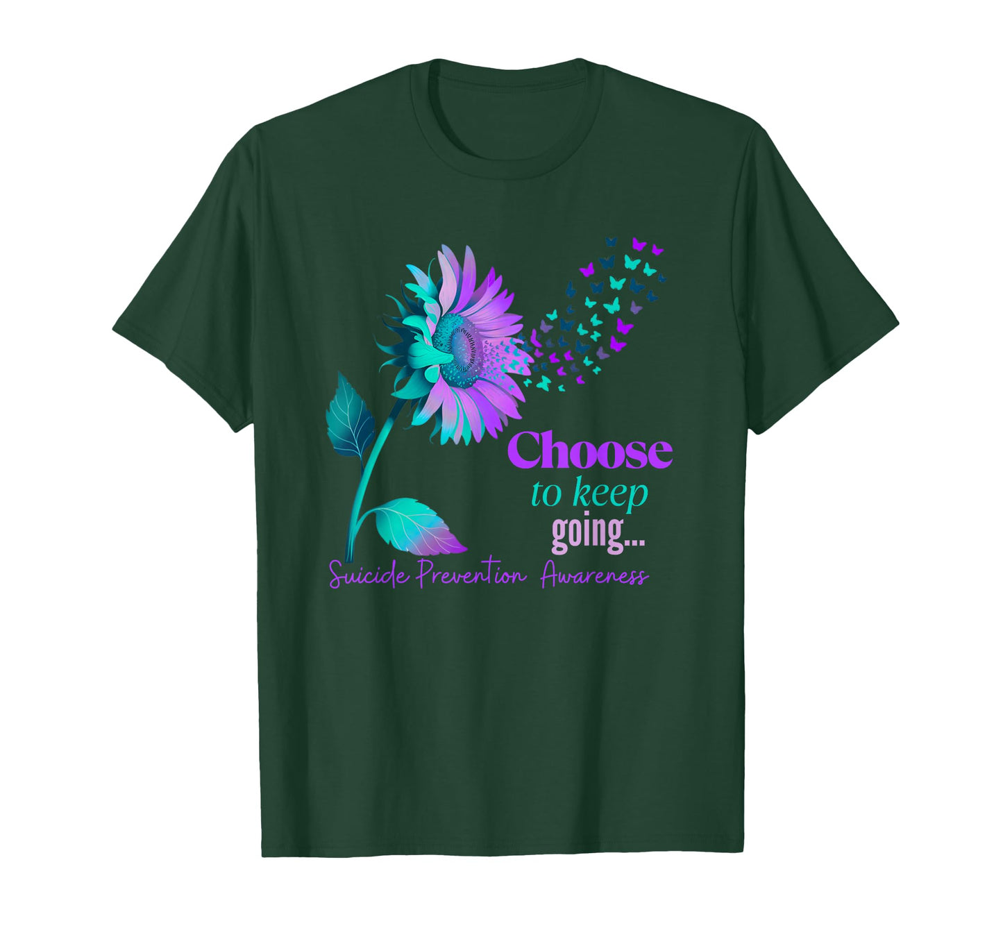 Choose to Keep on Going Sunflower Women Suicide Prevention T-Shirt