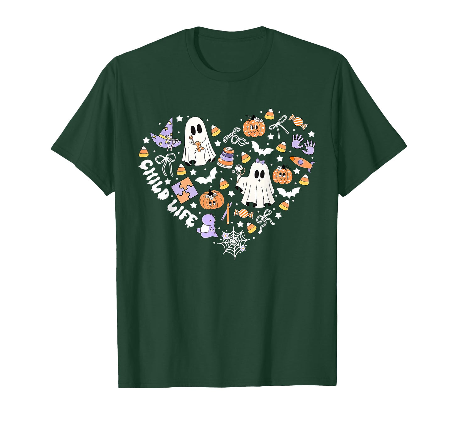 Child Life CLS CCLS Heart Halloween Heart Fall Autumn Ghost T-Shirt