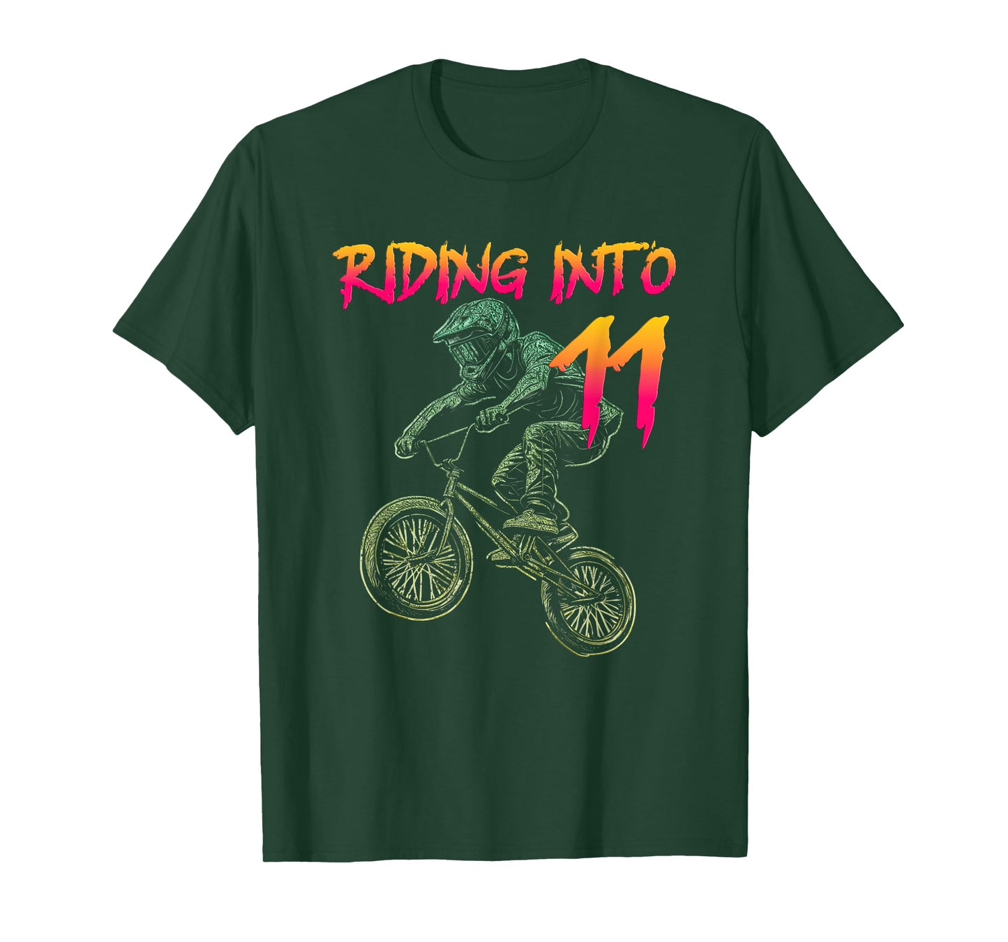 Riding Into 11 Year Old Bmx Birthday Boy Bicycle 11st Bday T-Shirt