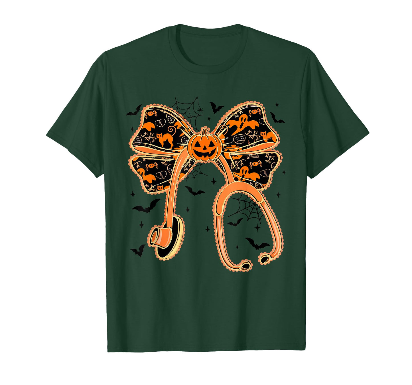 Stethoscope Nurse Halloween Nurse Spooky Coquette Pumpkin T-Shirt
