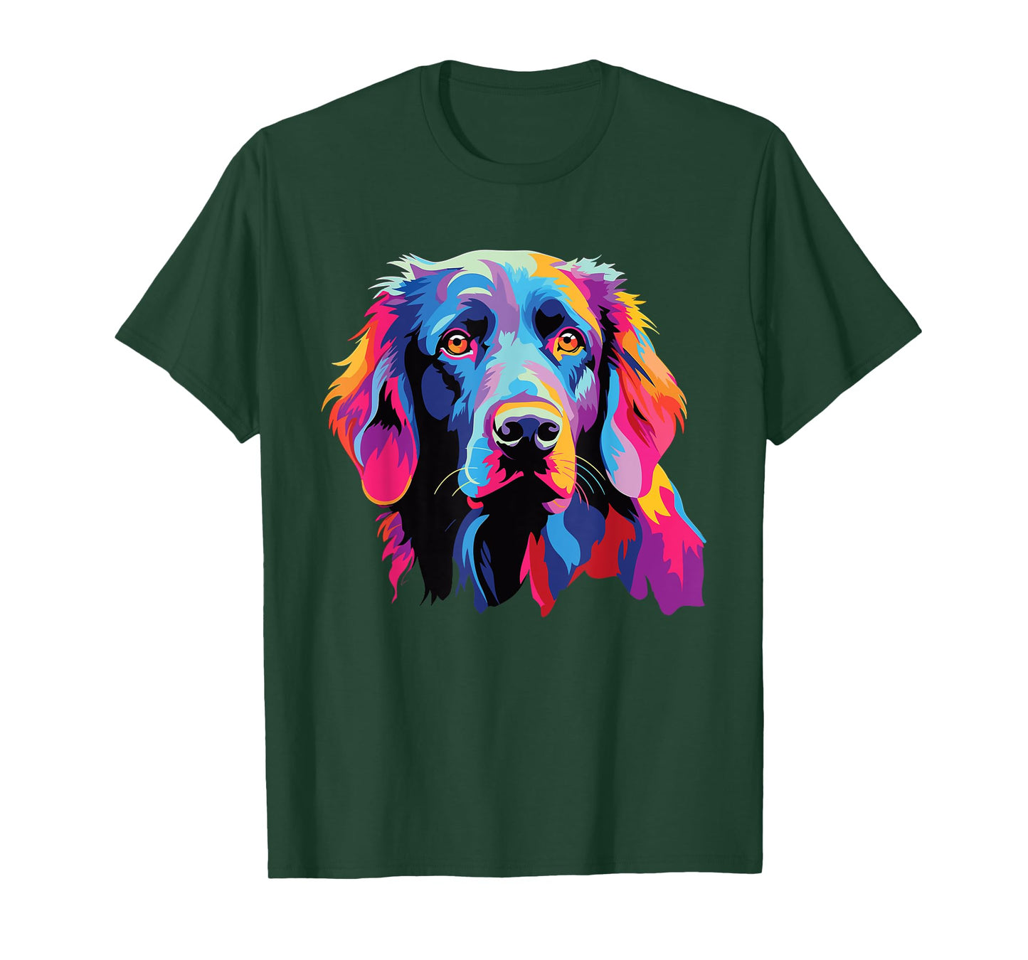 Watercolor Colorful Flat Coated Retriever Dog T-Shirt