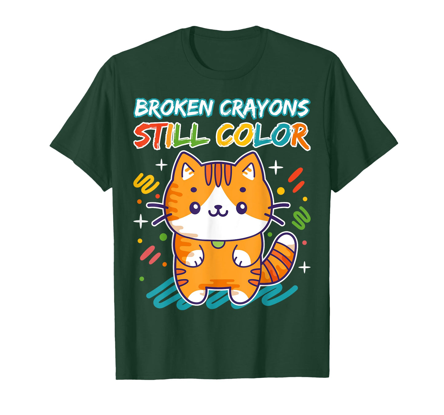 Broken Crayons Colored Cat Still Color Teacher Art Kawaii T-Shirt for Men Women